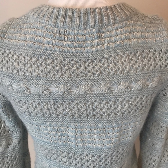 Anthropologie blue & silver zip-up cardigan S - Picture 5 of 7